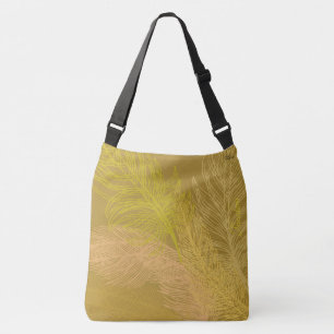 Elegant Gold Leaf Olive Background Crossbody Bag