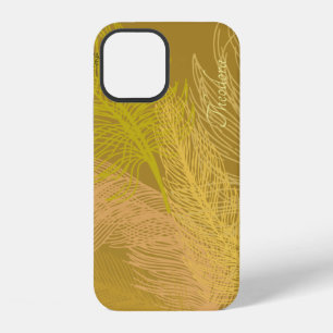 Elegant Gold Leaf Olive Background iPhone 12 Case