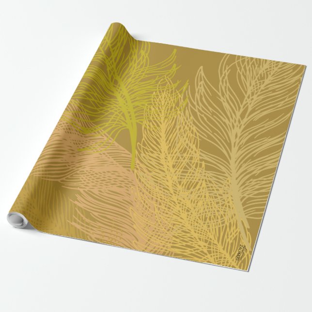 Elegant Gold Leaf Olive Background Wrapping Paper (Unrolled)
