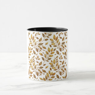 Elegant Gold Leaf Pattern Autumn Botanical Coffee Mug
