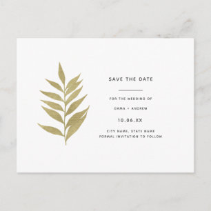 Elegant Gold Leaf Save the Date Invitation Postcard
