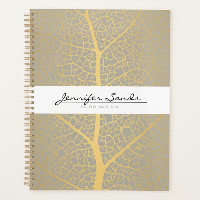 Elegant Gold Leaf Tree Pattern Appointment Book Planner (Front)