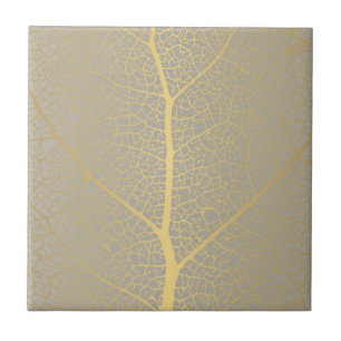 Elegant Gold Leaf Tree Pattern Ceramic Tile