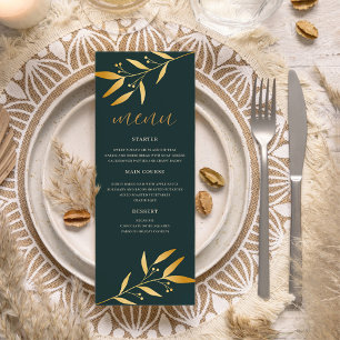Elegant Gold Leaf Wedding Menu