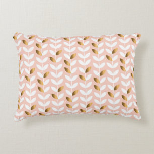 Elegant Gold Leafs: Rosy Vintage. Decorative Cushion