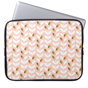 Elegant Gold Leafs: Rosy Vintage. Laptop Sleeve