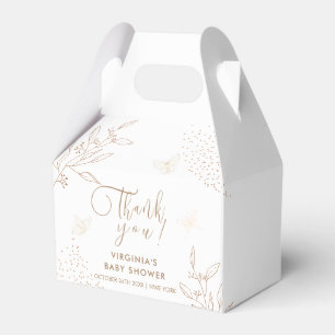 Elegant Gold Leaves Butterfly Baby Shower Favour Box
