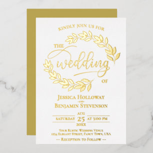 Elegant Gold Leaves on White Classy Wedding