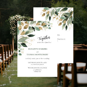Elegant Gold Leaves Wedding Invitation