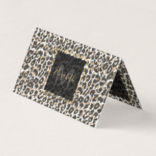 Elegant gold leopard animal print pattern business card