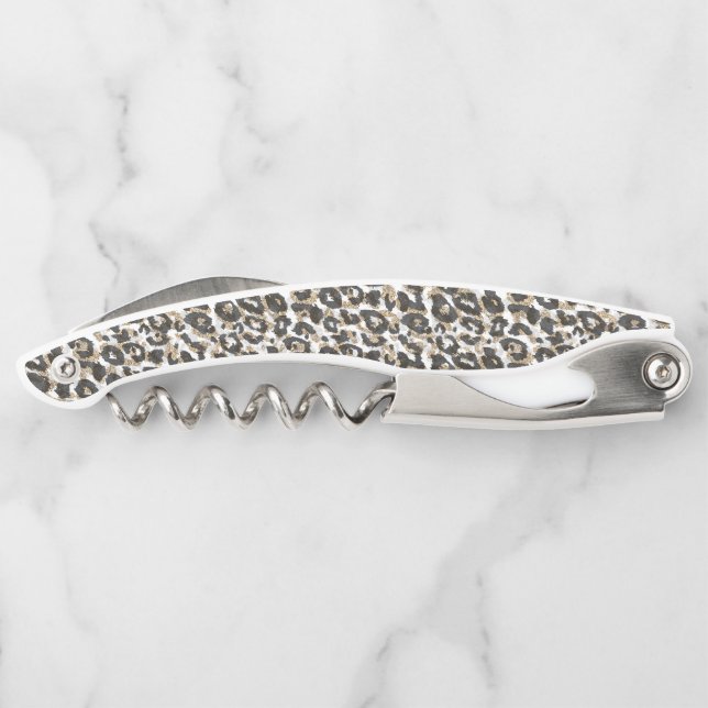 Elegant gold leopard animal print pattern corkscrew (Back)