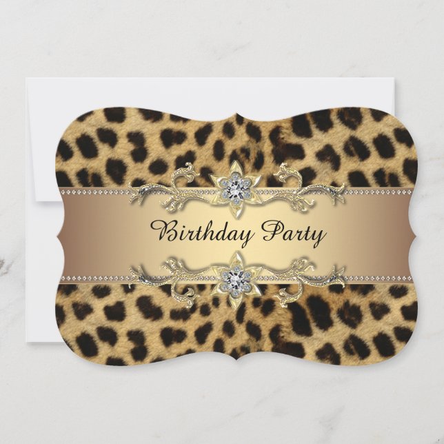 Elegant Gold Leopard Birthday Party Invitation (Front)