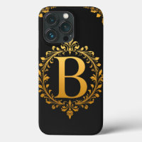 Elegant Gold Letter B with Floral Decorations