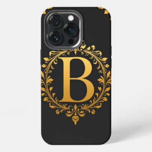 Elegant Gold Letter B with Floral Decorations iPhone 13 Pro Case