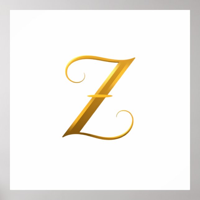 Elegant Gold Letter Z on Light Background Poster (Front)