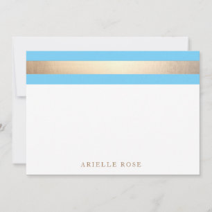 Elegant Gold Light Blue Stripe Card