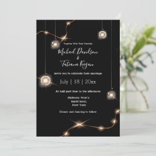 elegant gold lights modern chic wedding invitation