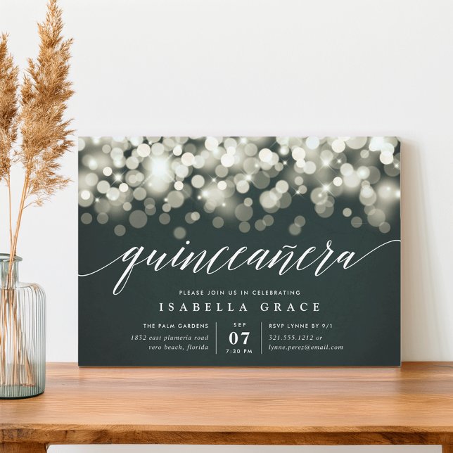 Elegant Gold Lights Quinceanera Invitation (Creator Uploaded)