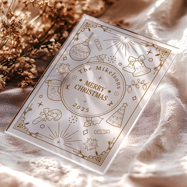 Elegant Gold Line Art Christmas Acrylic Invitations (Creator Uploaded)