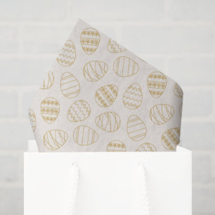 Elegant Gold Line Art Easter Egg Pattern Boho Chic Tissue Paper