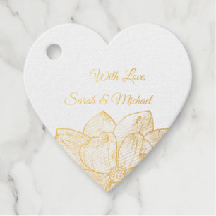 Elegant Gold Line Art Floral Wedding Favour Tags