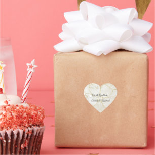 Elegant Gold Line Art Floral Wedding Heart Sticker