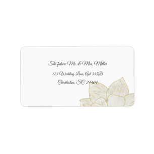 Elegant Gold Line Art Floral Wedding Label