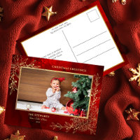 Elegant Gold Line Drawn Christmas Botanical Photo