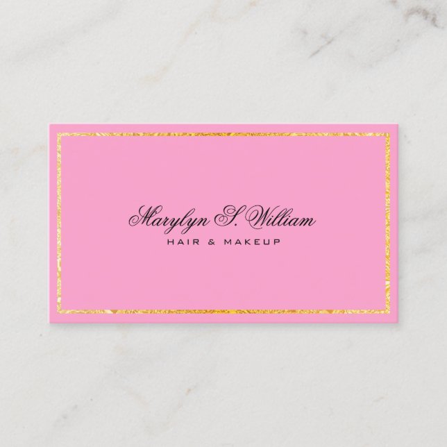 Elegant Gold line  Hair and  Makeup Beauty artist Business Card (Front)