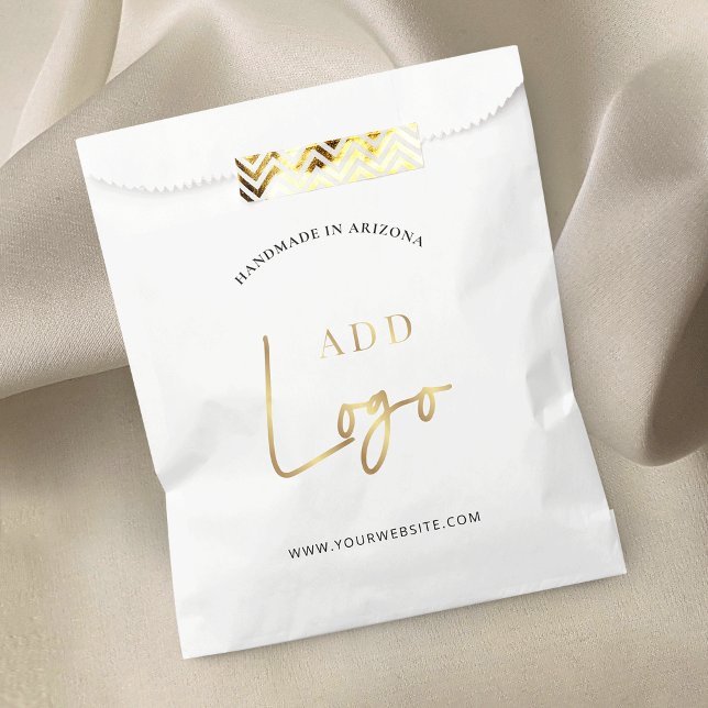 Elegant Gold Logo Company Branded Shopping Bags (Elegant white and gold logo paper shopping bag for your business)