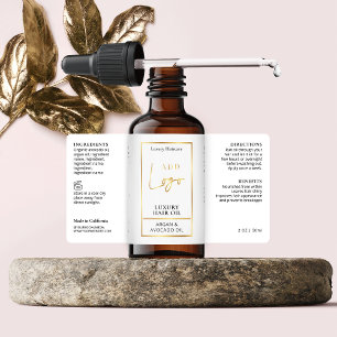 Elegant Gold Logo Hair Serum Dropper Bottle Label