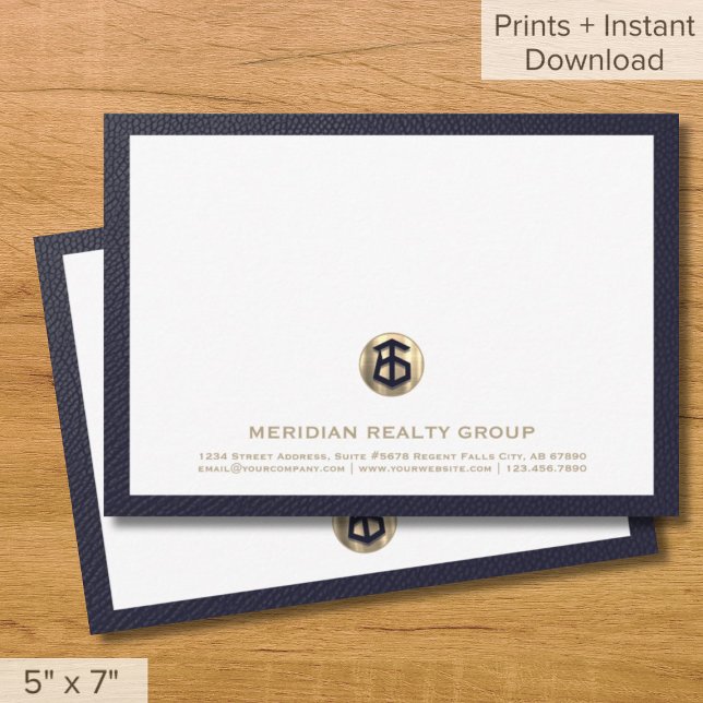 Elegant Gold Logo Real Estate 5x7 Note Cards (Creator Uploaded)