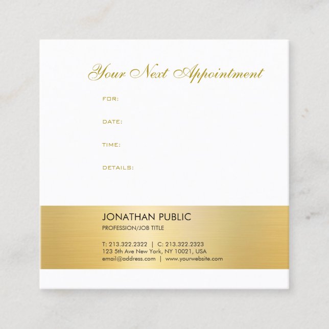 Elegant Gold Look Appointment Reminder Template (Front)