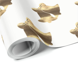 Elegant Gold Look Christmas Bells Pattern Wrapping Paper