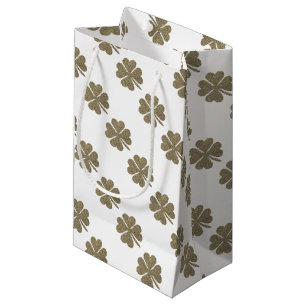 Elegant Gold Look Four Leaf Clover Small Gift Bag