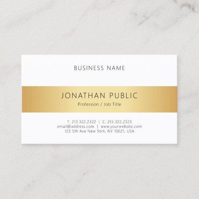 Elegant Gold Look Modern Minimalist Professional Business Card (Front)