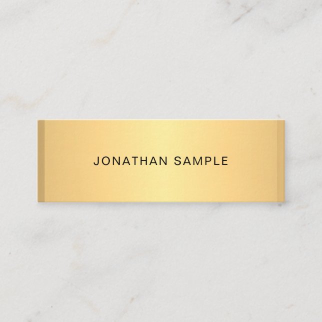 Elegant Gold Look Modern Simple Template Beautiful Mini Business Card (Front)