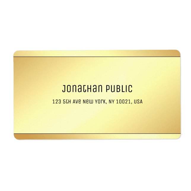 Elegant Gold Look Modern Simple Template Shipping (Front)