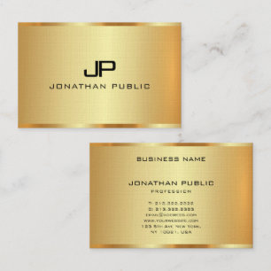 Elegant Gold Look Monogram Initial Personalised Business Card