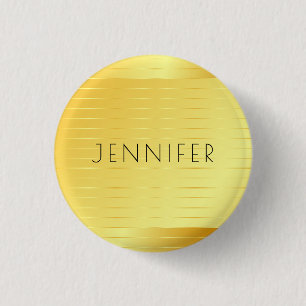 Elegant Gold Look Personalised Modern Template 3 Cm Round Badge