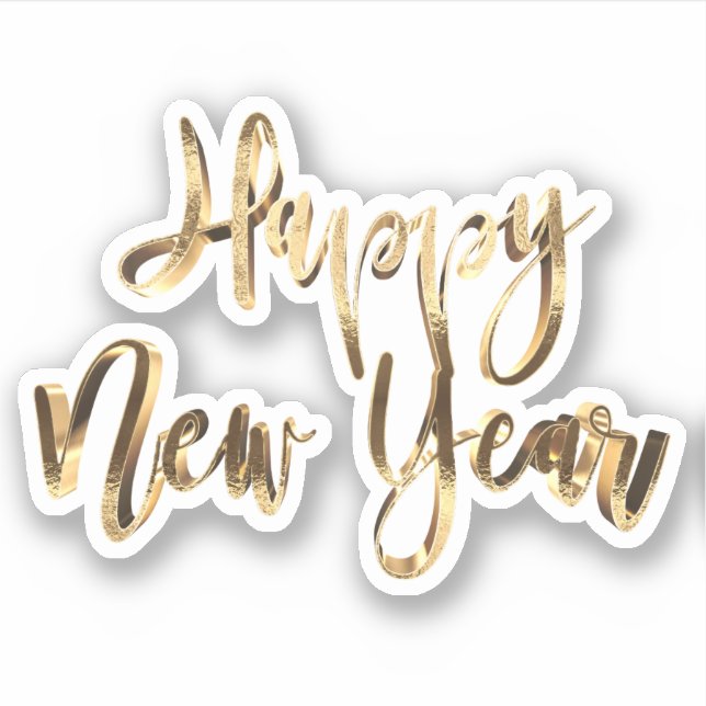 Elegant Gold Look Script Festive Happy New Year (Front)