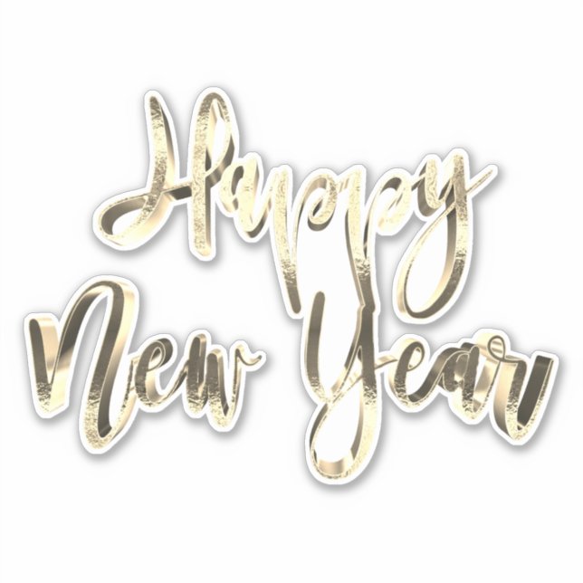 Elegant Gold Look Script Festive Happy New Year (Front)