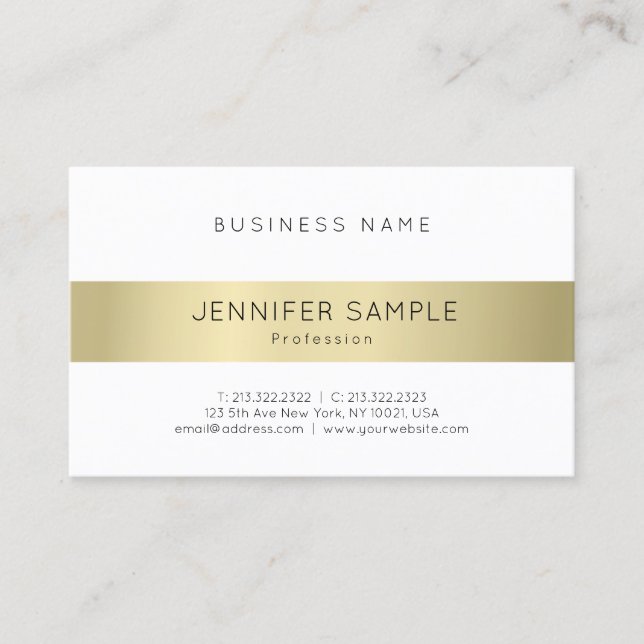 Elegant Gold Look Simple Plain Modern Professional Business Card (Front)