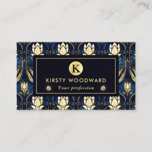 Elegant Gold Lotus Faux Stained Glass Pattern Business Card