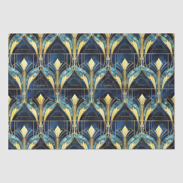 Elegant Gold Lotus Faux Stained Glass Pattern Tissue Paper (Front)