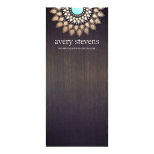 Elegant Gold Lotus Floral Motif Stylish Wood Rack Card