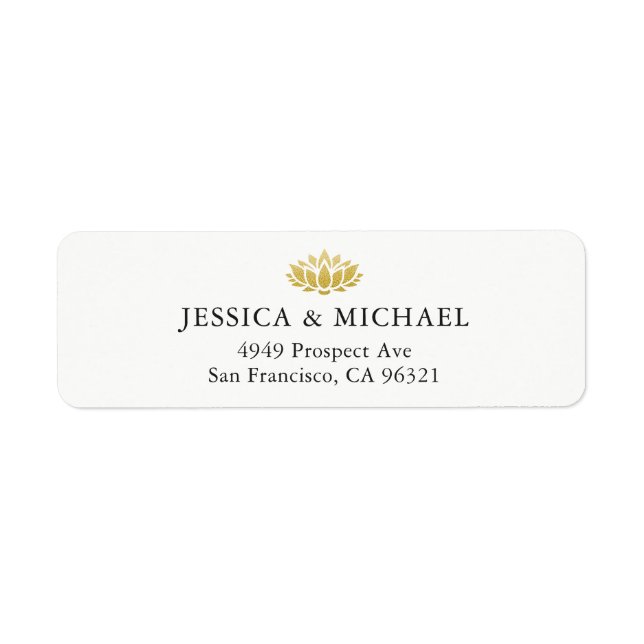 Elegant Gold Lotus Flower Custom Return Address (Front)