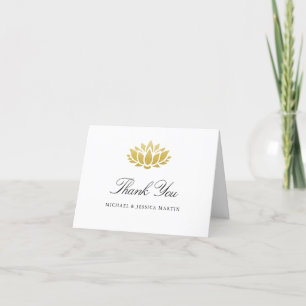 Elegant Gold Lotus Flower Custom Wedding Thank You Card