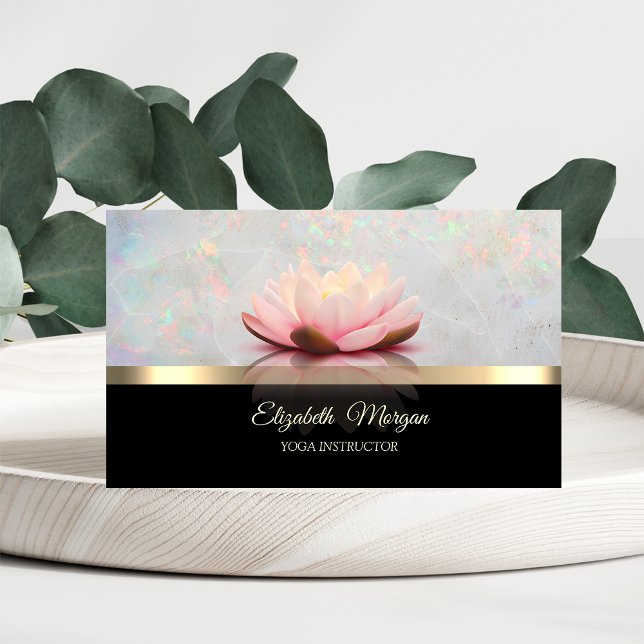 Elegant Gold, Lotus Flower Holographic Opal Business Card (Creator Uploaded)
