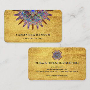 Elegant Gold Lotus Flower Logo Yoga Business Card